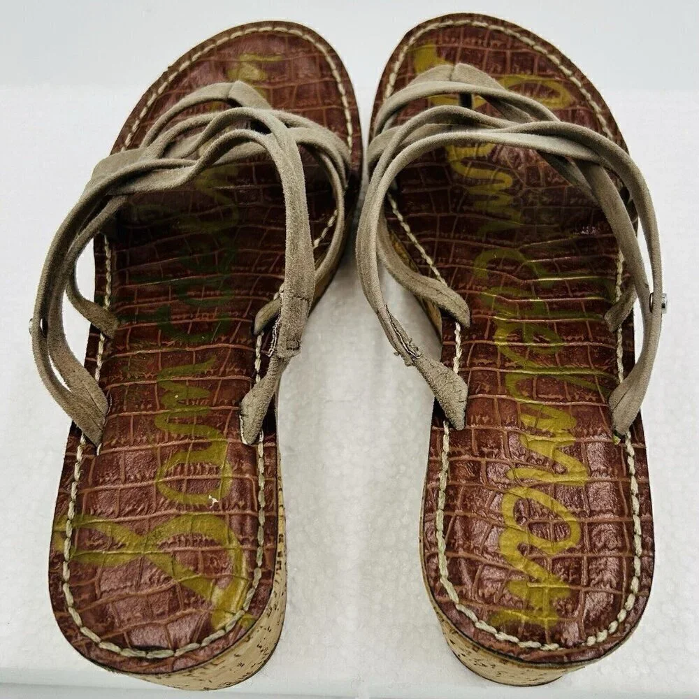 Sam Edelman Sz 8 Reana Taupe Suede Strappy Boho Neutral Earthy 3